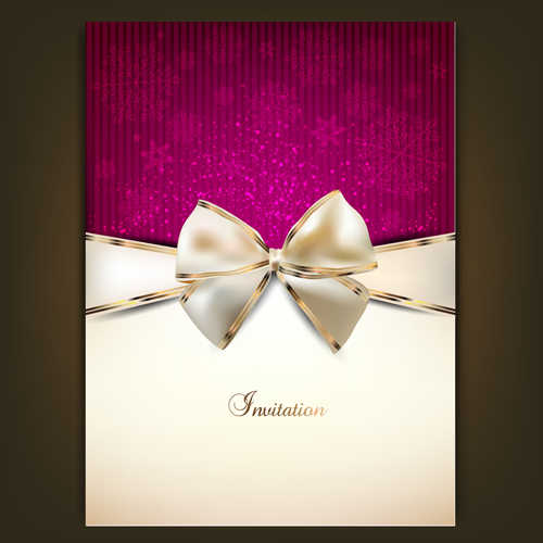 Christmas Invitation cards with Bow vector 01 invitation christmas cards card   