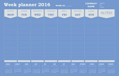 Annual planner 2016 calendar vectors 04 planner calendar Annual 2016   