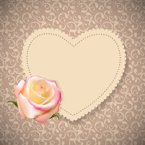 Rose cards with decor pattern vector 01 rose pattern decor cards   