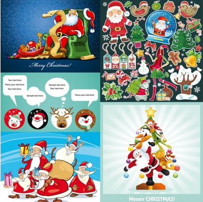 Cute christmas santa vector set santa cute christmas   