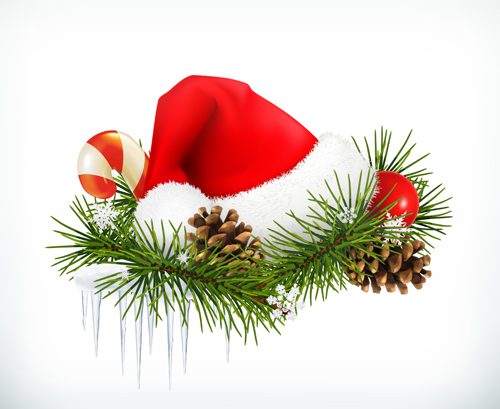 Red christmas hats and needles vector illustration needles illustration hats christmas   