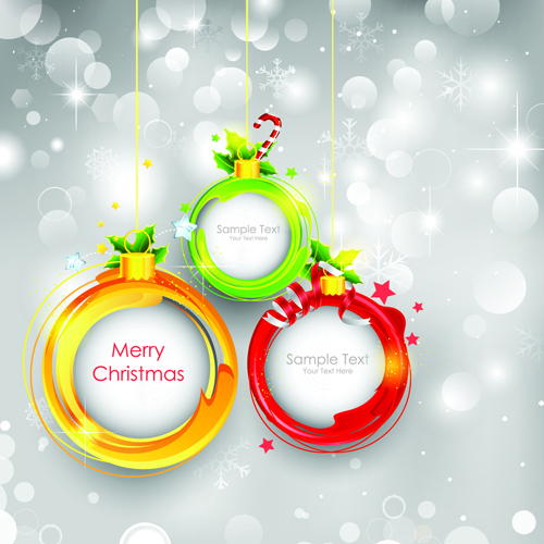 Shiny Christmas Pendant with decor design vector 04 shiny Pendant decor christmas   