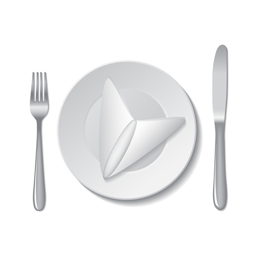 Realistic plates and cutlery vector set 05 realistic plates cutlery   