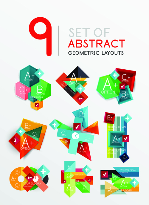 Colored origami infographic elements illustration vector 06 infographic illustration elements colored   