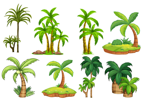 Sea islands palm tree vector material 03 tree Sea island material islands   