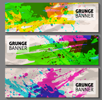 Grunge watercolor banners set vector material 07 watercolor grunge banners   