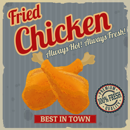 Fried chicken poster vector material 03 poster material Fried chicken   