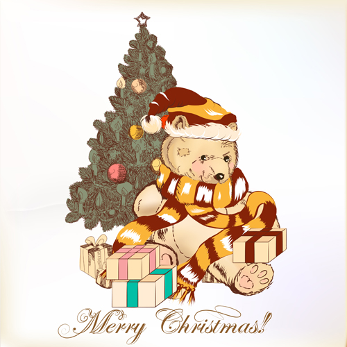 Cute Teddy Bear and Christmas tree vector tree teddy bear cute christmas tree christmas   