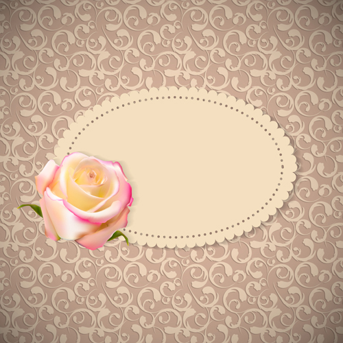 Rose cards with decor pattern vector 03 rose pattern decor cards   