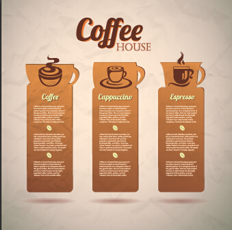 Retro cardboard coffee tags vector design 01 Retro font coffee cardboard card   