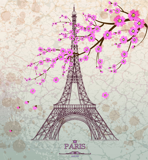 Vintage eiffel tower design background 03 vintage eiffel tower background   