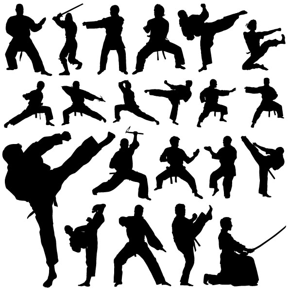 Creative martial art vector silhouettes silhouettes silhouette martial art martial creative   