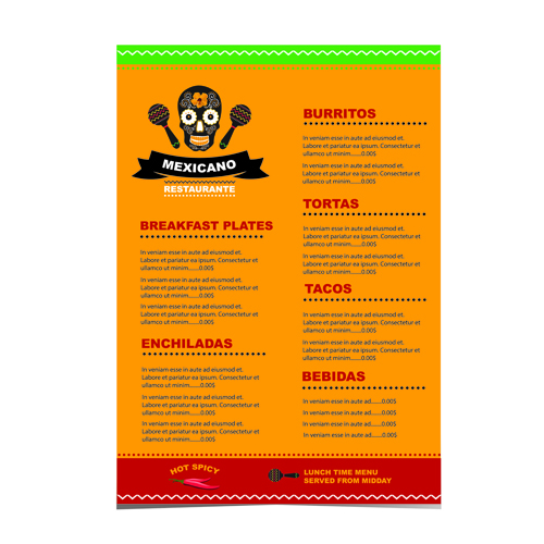 Mexican restaurant menu creative vector 03 restaurant mexican menu creative   