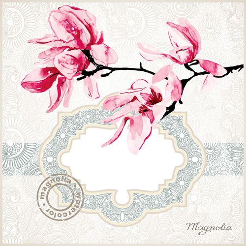 Set of Magnolia invitations cover vector graphic 01 magnolia invitation cover   
