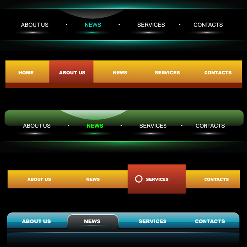 Various sites menus design vector graphics 03 Various site menus   