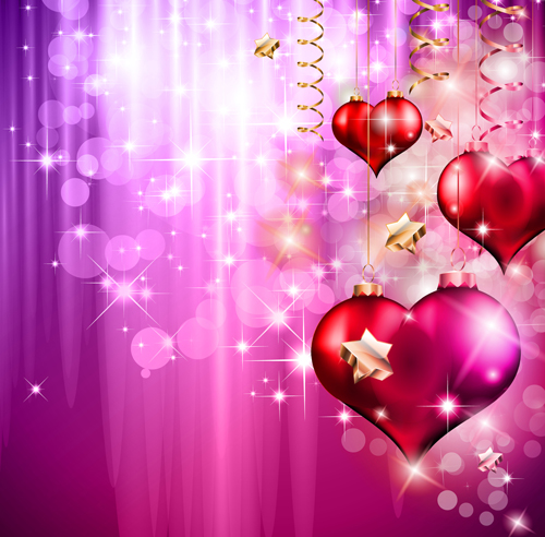 Heart hanging ornaments with Valentine day cards vector 04 Valentine ornaments heart hanging day cards   