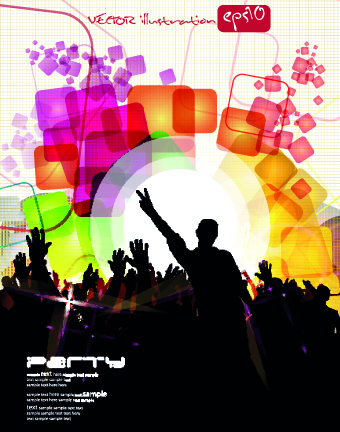 Music party poster vector illustration 03 vector illustration poster music design   