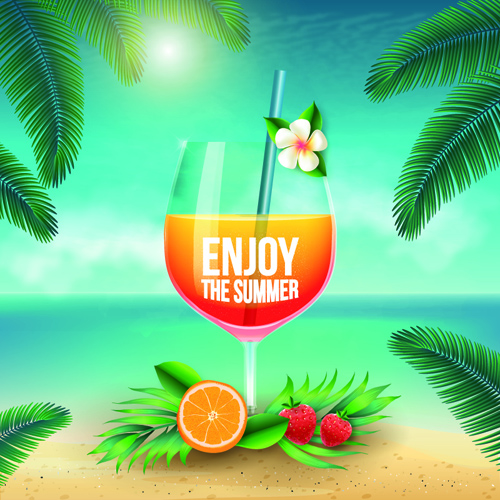 Enjoy summer holiday vector art background summer holiday Enjoy background   