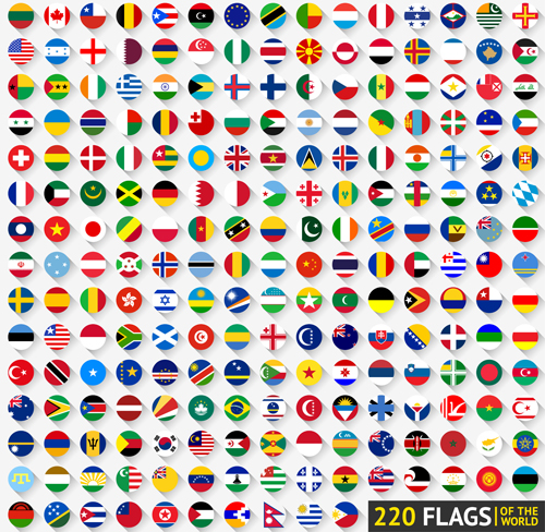 World flags round icons vector material world material icons flags   