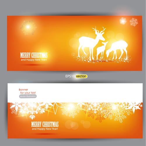 Orange Xmas banner vector 02 xmas orange banner   