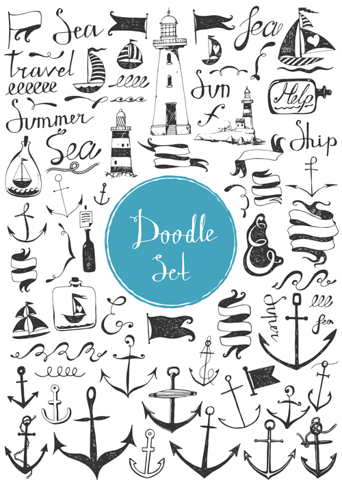 Doodle material vector set 14 material doodle   