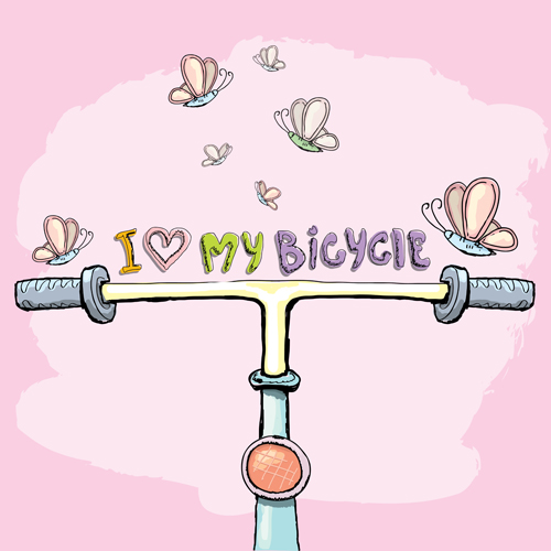 Hand drawn I love my bicycle design vector 04 love hand drawn design bicycle   