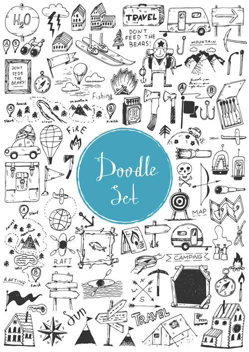 Doodle material vector set 17 material doodle   
