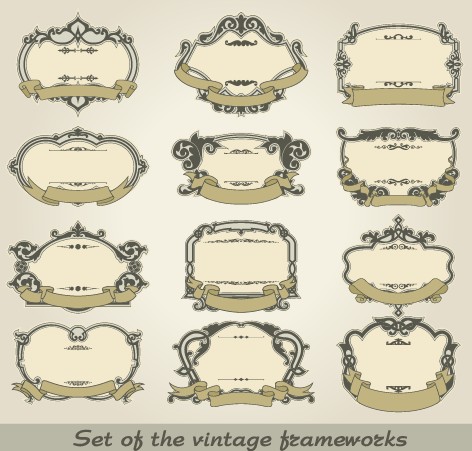 Set of Vintage frameworks elements vector 03 vintage frameworks elements element   