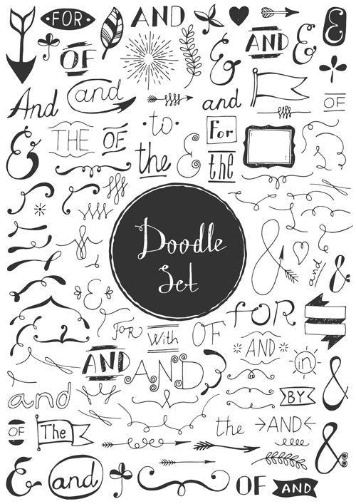 Doodle material vector set 13 material doodle   