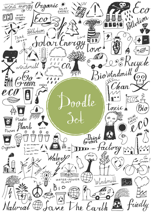 Doodle material vector set 18 material doodle   