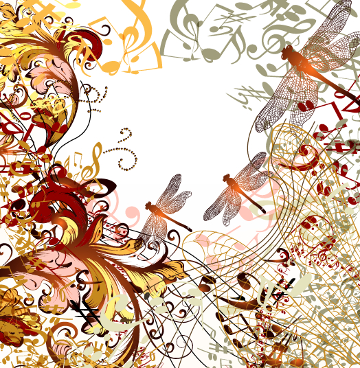 Dragonflies and music design vector music dragonflies   