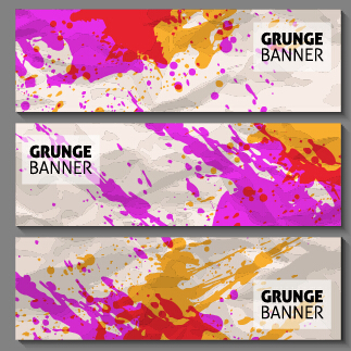 Grunge watercolor banners set vector material 01 watercolor grunge banners   