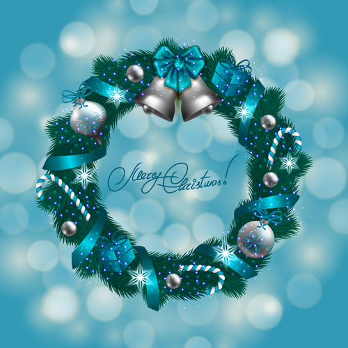 Christamas wreath with halation background vector 01 wreath halation Christamas background   