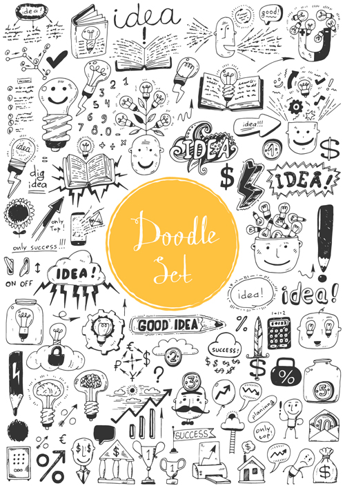 Doodle material vector set 03 material doodle   