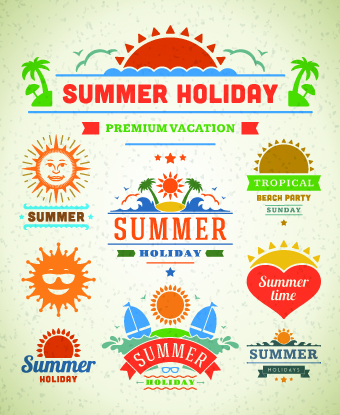 Logo and label for Summer holidays vector 01 summer logo label holidays holiday   