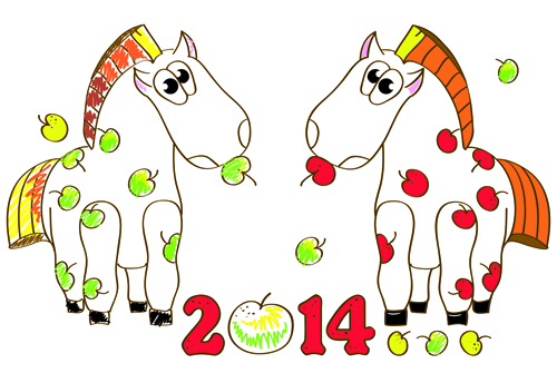 Horses 2014 Christmas vector 07 horses horse christmas 2014   