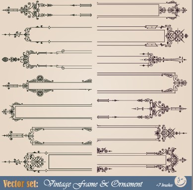 Set of Vintage frameworks elements vector 07 vintage frameworks elements element   