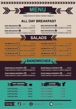 Restaurant menu price List template vector 05 template vector template restaurant price menu   