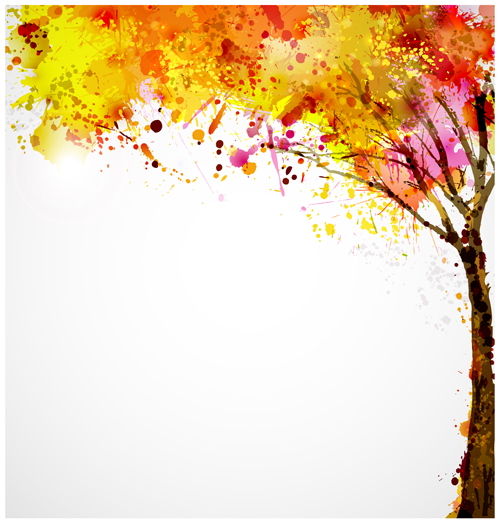 Autumn watercolor tree vector material 03 watercolor tree autumn   