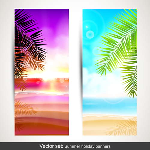 Summer holidays banner vector set 01 summer holidays banner   