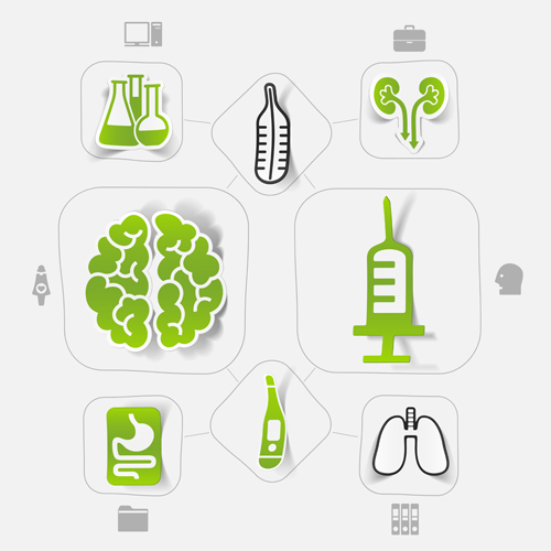 Medicine infographic with sticker vector set 19 sticke medicine infographic   