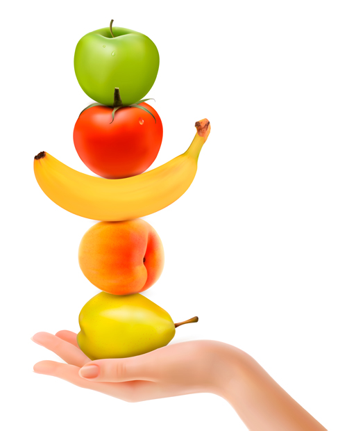 Different fruit with hand vector hand fruit different   