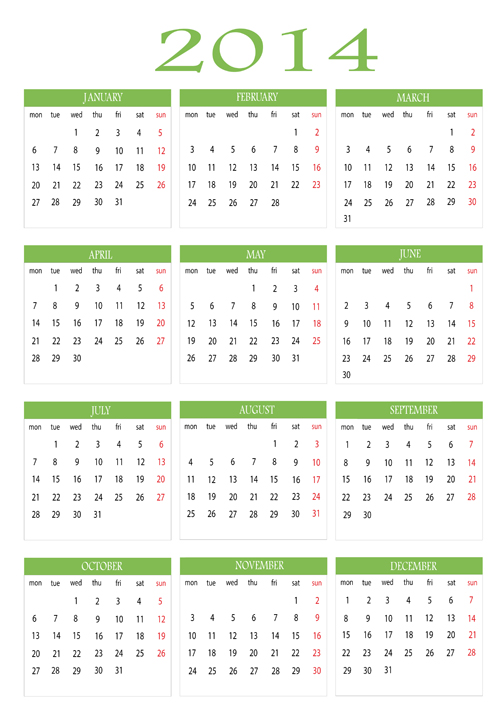 Calendar 2014 modern design vector 03 modern calendar 2014   