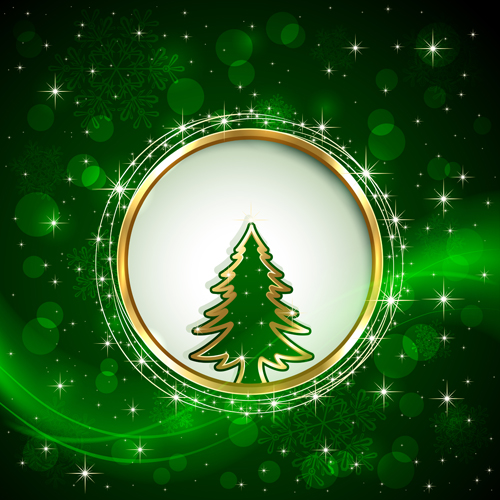 Golden frame christmas tree shiny background vector shiny golden christmas tree christmas background vector background   