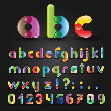 Set of Colorful Alphabet and numbers design vector 03 numbers number colorful alphabet   