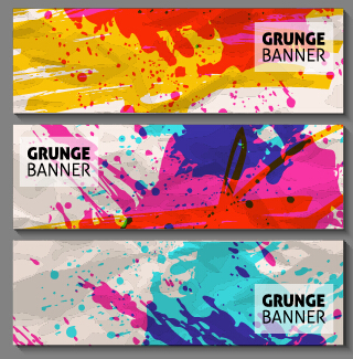 Grunge watercolor banners set vector material 02 watercolor grunge banners banner   