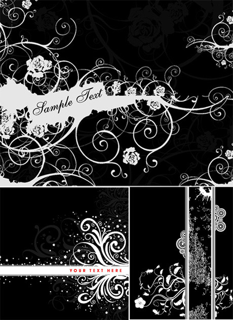 Black background flower decoration Vector Graphic texture pattern flower decoration black background   