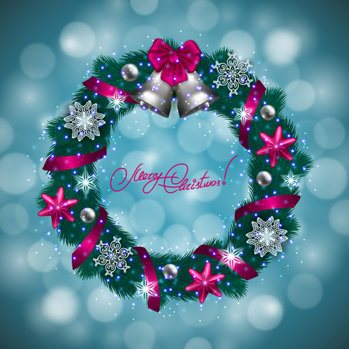 Christamas wreath with halation background vector 02 wreath halation Christamas background   