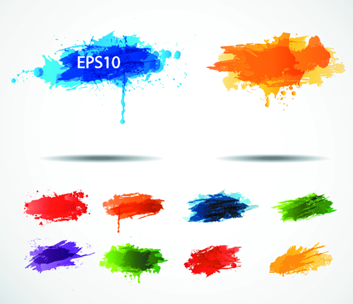 Colored paint splashes grunge vector background 04 Vector Background splashes colored background   