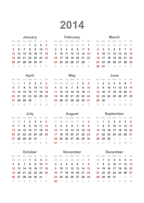 Calendar 2014 modern design vector 05 modern calendar 2014   